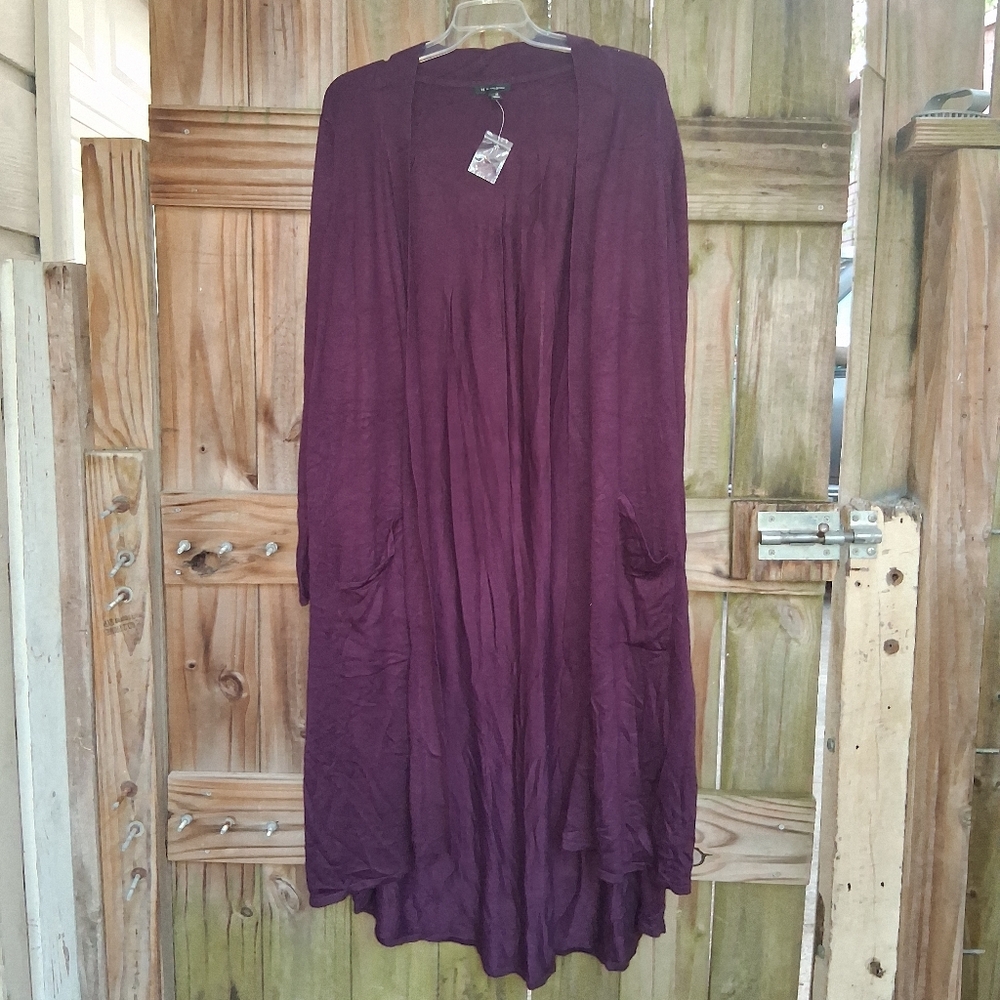 H by Halston Deep Purple Knit Cardigan